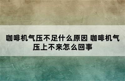 咖啡机气压不足什么原因 咖啡机气压上不来怎么回事